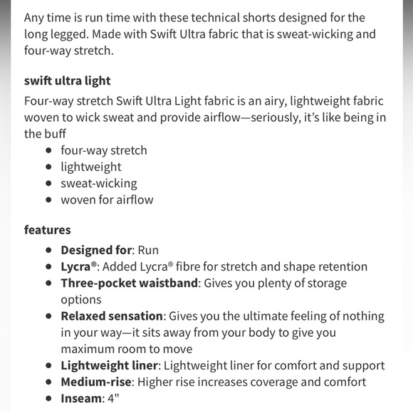 Lululemon run time shorts size 8 - Picture 5 of 5